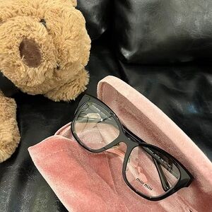 Miu Miu Black Sunglasses with Pink Velvet Case